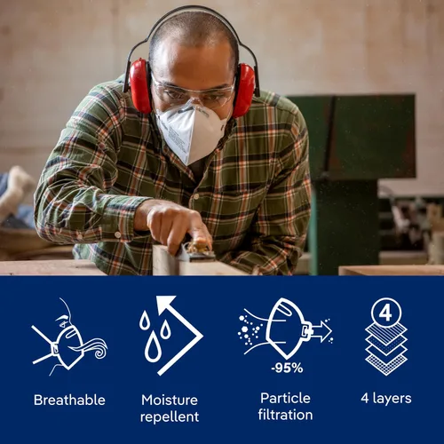 Vista 4 de Dräger Máscara respiradora X-plore 1750 C N95 fabricada en los Estados Unidos 20 respiradores aprobados por NIOSH, ajuste universal