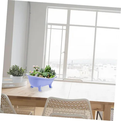 Vista 5 de Maceta de cerámica con forma de bañera, bonita maceta para suculentas para jardinería interior, maceta decorativa para estante de baño, maceta única