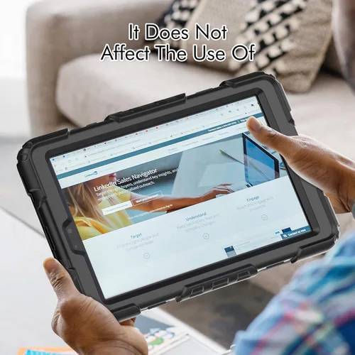 Vista 4 de Funda para Lenovo Tab M8 HD 8 pulgadas TB-8505F/8505X/8705F con protector de pantalla de grado militar a prueba de golpes resistente caso con Negro