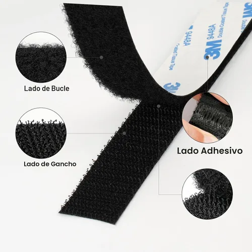Vista 2 de Cinta Autoadhesiva de Gancho y Bucle 3M de 1" x 20 pies (240 pulgadas) 9448A Sujetador de Tela de Nailon Entrelazado con Respaldo Adhesivo Cinta