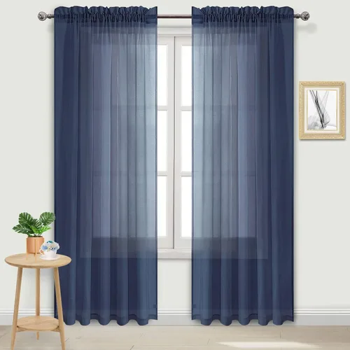 Vista 56 de DWCN Cortinas Transparentes Aqua de Voile Semitransparente con Bolsillo para Barra para Dormitorio y Sala de Estar, 36 x 36 pulgadas de Largo, Juego