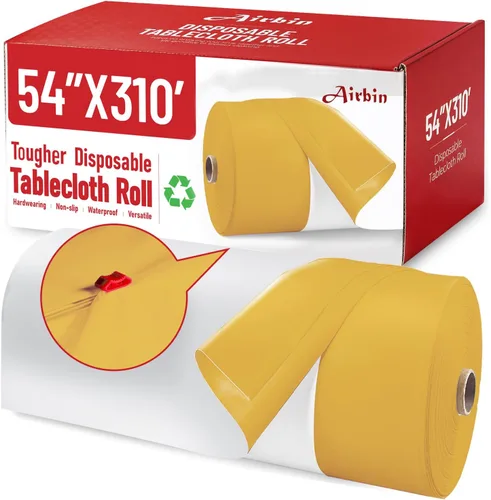 Vista 48 de Mantel de plástico, 110 pies x 54 pulgadas en rollo desechable de plástico