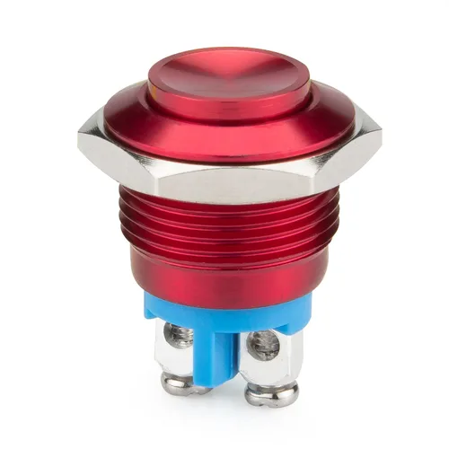 Vista 4 de 4 piezas DC6V/12V/36V/125/250V 3A 0.630 in interruptor de botón de metal momentáneo tornillo terminal botón con paquete de 4 interruptores rojos