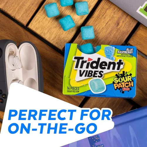 Vista 4 de Trident Vibes Blue RASPBERRY - Goma de mascar sin azúcar, 14
