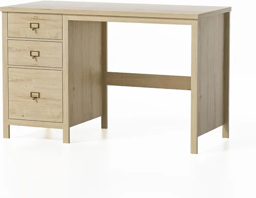 Vista 7 de EYYTHUNG Escritorio ejecutivo con cajones, escritorio moderno de madera para oficina en casa con cajón de archivos, escritorio de computadora
