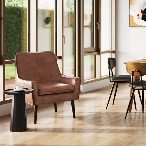 Vista 2 de SIMPLIHOME Dayton - Mesa auxiliar redonda contemporánea de madera maciza de mango de 13 pulgadas de ancho en negro, completamente ensamblada