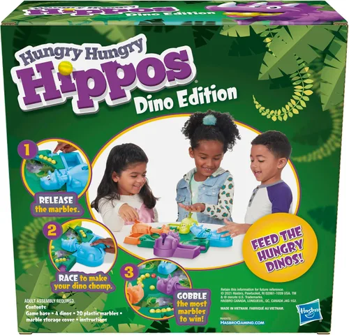 Vista 2 de Hasbro Gaming Hungry Hungry Hippos Dino Edition Juego de Mesa, Juego Preescolar para Edades de 4 Años en Adelante; para 2 a 4 Jugadores