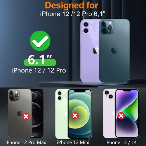 Vista 7 de SPIDERCASE Funda diseñada para iPhone 12/iPhone 12 Pro, transparente, no amarillea, con 2 protectores de pantalla de vidrio templado, funda delgada