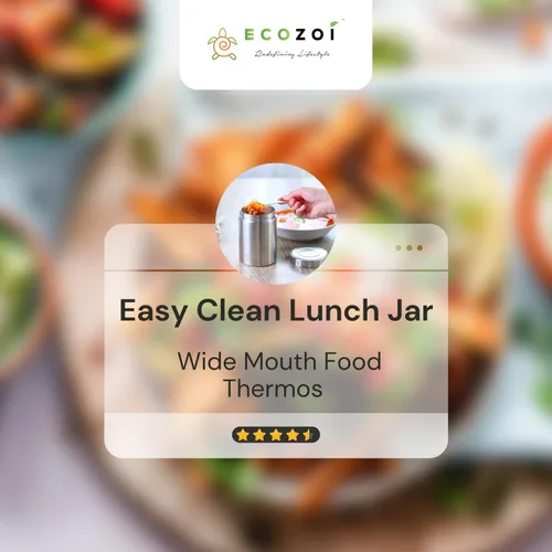 Vista 9 de ecozoi Lonchera aislada de acero inoxidable, tarro de alimentos aislado al vacío, 17 onzas + tenedor + bolsa de almuerzo