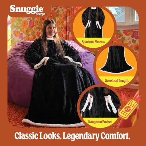 Vista 2 de Snuggie Manta original con mangas y bolsillos, acogedora manta de gran tamaño para hombres y mujeres adultos, talla única, 71x54