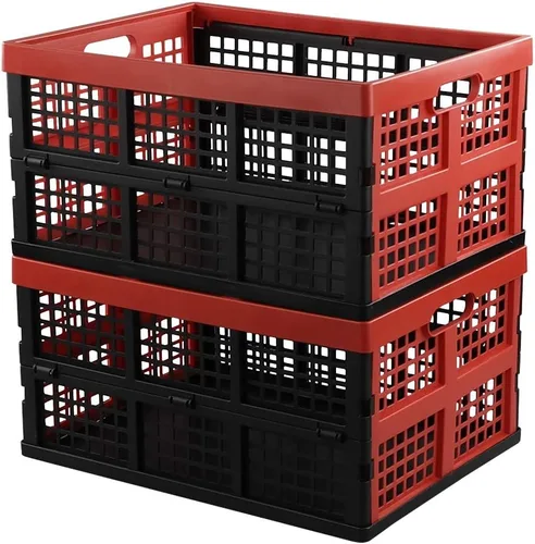 Vista 9 de Hespama Cajas plegables de 35 cuartos de galón, cesta plegable azul para leche, paquete de 2 Negro/Azul