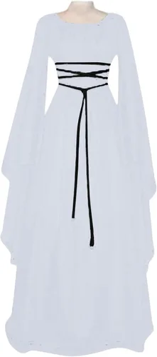 Vista 2 de Vestido de Halloween para mujer de manga larga cuello redondo cinturón irregular vestido de disfraz