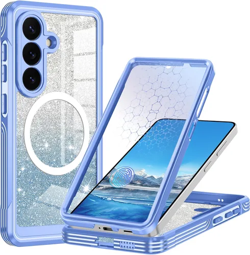 Vista 15 de Funda para Galaxy A16 5G, compatible con MagSafe, funda magnética con purpurina integrada con protector de pantalla de vidrio templado 9H, funda