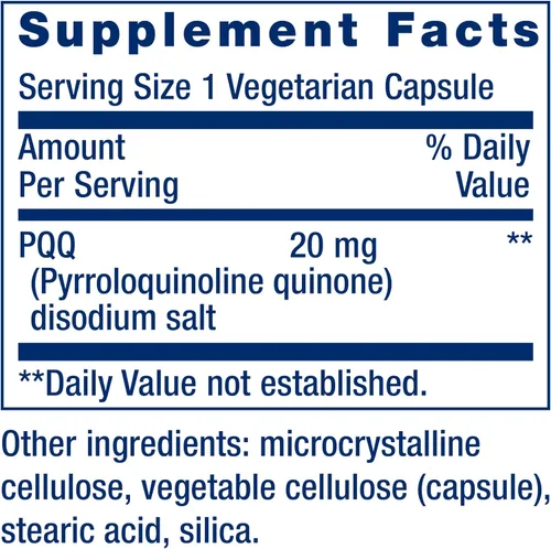 Vista 3 de Life Extension PQQ, pirroloquinolina quinona, 20 mg, promueve el crecimiento de nuevas mitocondrias, sin gluten, sin transgénicos, vegetariano, 1