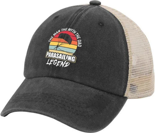 Vista 2 de The Mans The Myth The Dad Parasailing Sombrero para hombre Gorras de béisbol a la moda, sombrero de entrenamiento lavado ligero