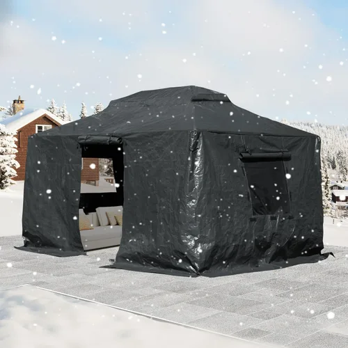 Vista 13 de Domi - Cubierta universal para glorieta de invierno de 8 x 8 pies, cubierta impermeable para todas las estaciones, con paredes laterales y ventanas