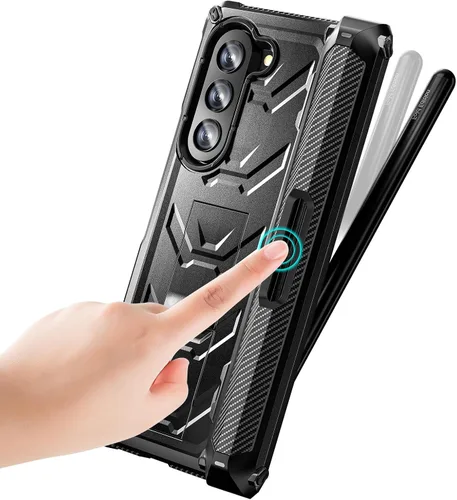 Vista 8 de Funda resistente para Samsung-Galaxy-Z-Fold-5 5G con soporte integrado [soporte para bolígrafo S] [protector de pantalla] [protección de bisagra]