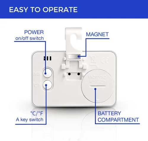 Vista 3 de Mini termómetro para nevera, paquete de 2 termómetros digitales para congelador, termómetro impermeable con gancho, pantalla LCD grande Termómetro