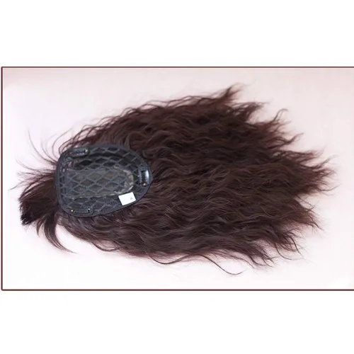 Vista 5 de RemeeHi Peluca sintética rizada y ondulada con clip, para pérdida de cabello, con flequillo, para mujer, color marrón oscuro, 18 pulgadas (grueso)