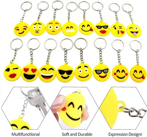 Vista 7 de CRSUSUKJ Mini Emoticon Keychain, Keychains, Cute Keychain(16 expressions), Party Favors, Emoticon Gifts Toys Carnival Prizes,Valentine's Day