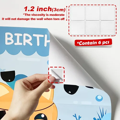 Vista 3 de Pin The Tail Games Suministros para fiestas de cumpleaños para niños, pin the patch en juegos de gatos, juegos de fiesta para niños y niñas