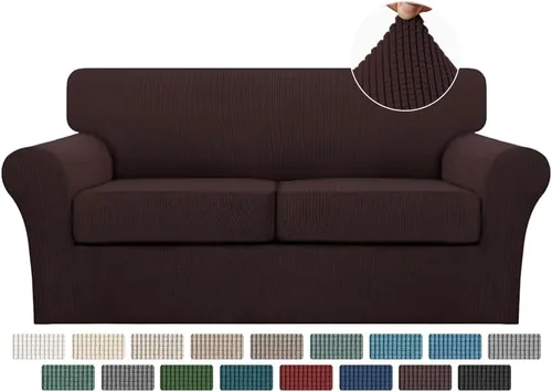 Vista 11 de Turquoize 2 fundas para sillas de sala de estar, funda de sofá con fundas de cojín individuales, funda de muebles para sillas (silla, beige biscotti)