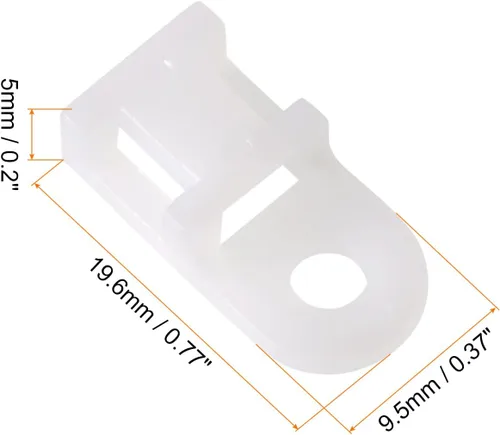 Vista 2 de Base de clip de alambre flexible para montaje de brida de cables, [para alambre, cable, cuerda] - 0.157 in/blanco/50 piezas