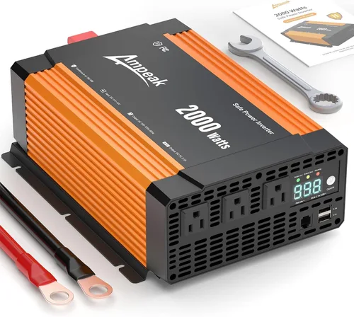 Vista 9 de Ampeak Inversor de 2000W, Inversor de Corriente para Automóvil de 12V a 120V, 89.37% Alta Eficiencia Inversor de Onda Sinusoidal Modificada, 3