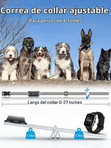 Vista 7 de Collar de Entrenamiento para Perros Bousnic con Control Remoto - Collares de Descarga para Perros Impermeables de 4000ft para 2 Perros, para Perros