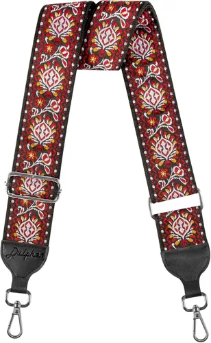 Vista 8 de Purse Strap, Jacquard Embroidered 2" Wide Soft Cotton & Leather Ends Purse Straps Replacement Crossbody Bag Straps (Jacquard Orange White)