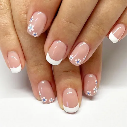 Vista 13 de Uñas Postizas Cuadradas Cortas con Diseños de Lazo 3D, Uñas Postizas de Leopardo con Punta Francesa, Uñas Adhesivas Brillantes, Uñas Acrílicas Nude