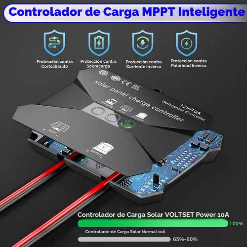 Vista 4 de Voltset 30W Kit de panel solar 12V batería solar cargador mantenimiento