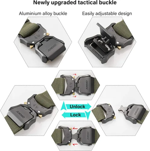 Vista 2 de Jukmo Cinturón táctico, cinturón de nailon para pistola militar de 1.5 pulgadas con hebilla de liberación rápida, resistente
