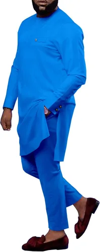 Vista 5 de Ropa africana para hombre, Bazin Riche Dashiki - Conjunto de 2 piezas, traje africano tribal