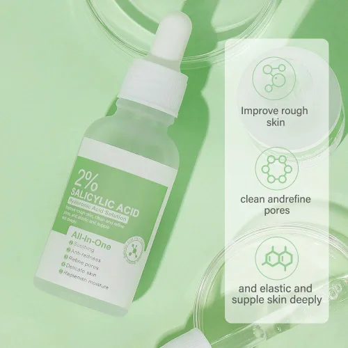 Vista 2 de Solución de ácido salicílico (1.0 fl oz), solución de ácido salicílico al 2%, suero exfoliante suave para una piel más suave y clara, suero facial