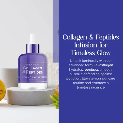 Vista 2 de Bella Beauty Sérum facial nutritivo de colágeno y péptidos, estimula el colágeno, reduce las líneas finas y arrugas, hidrata profundamente, probado