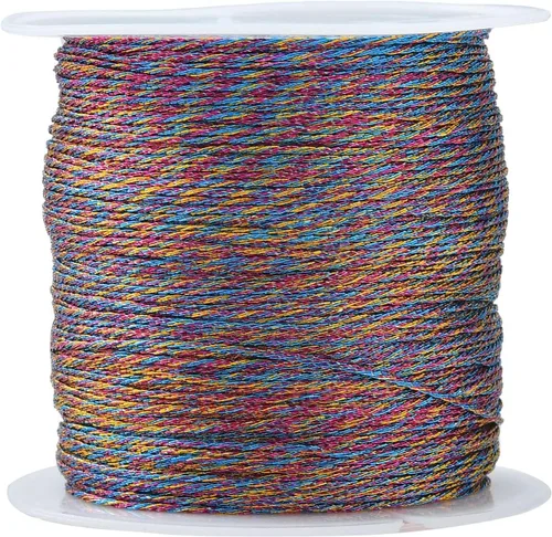 Vista 15 de LiQunSweet Cordón metálico de 21 yardas, 0.039 in/15 capas, hilo de abalorios, manualidades y decoración, colorido