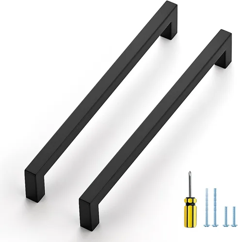Vista 26 de Ravinte Paquete de 5 tiradores cuadrados de gabinete de 2-1/2 pulgadas, manijas negras para gabinetes de cocina, accesorios de cocina negros mate