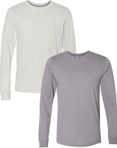Vista 102 de Canvas Filmore 3501 - Camiseta de 4.2 onzas para hombre manga larga (1) Ceniza + (1) Jaspeado atlético