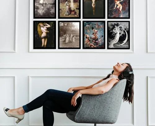 Vista 2 de Arte de pared feminista de mujeres poderosas - Regalos góticos empoderados y malvados para decoración del hogar victoriano - 8 (23x28 cm)