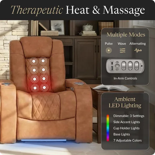 Vista 5 de Seatcraft Asientos de cine en casa Virtuoso LT Tawny Single reclinable Leonado