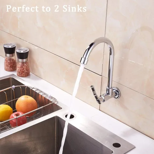 Vista 8 de Inchant Grifo de fregadero de agua fría – Grifo de barra de acero inoxidable de montaje en pared de arco alto de un solo mango para cocina, jardín