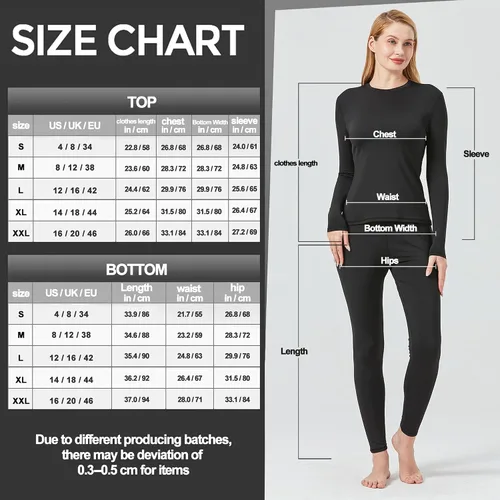 Vista 6 de UNIQUEBELLA Conjunto de ropa interior térmica para mujer, conjunto de capa base larga para mujer, conjunto de ropa interior atlética