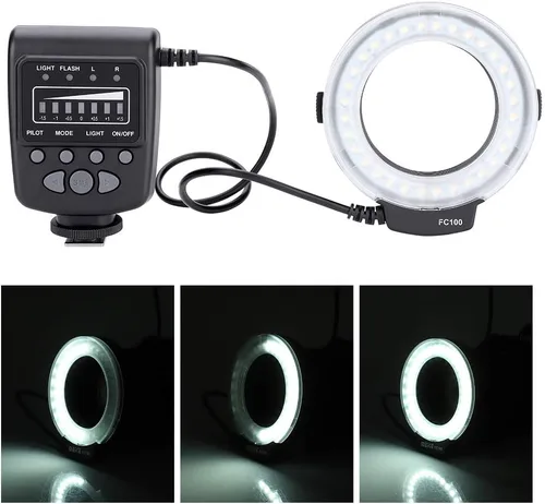 Vista 2 de Paquete de flash LED 5500k FC-100 portátil con controlador de flash flash LED universal 32 cuentas de lámpara LED Kit de luz de relleno para cámara