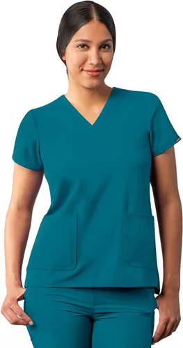 Vista 18 de Adar Addition - Ropa quirúrgica para mujer, moderna camiseta médica con cuello en V Rosa suave