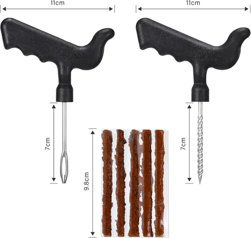 Vista 3 de Frienda Kit de reparación de neumáticos de 32 piezas con kit de tapones, herramientas de reparación de neumáticos con mango en T para arreglar