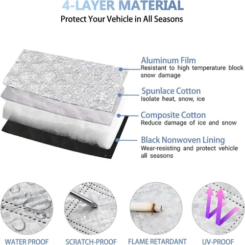 Vista 6 de CHEAYAR Cubierta de parabrisas compatible con Hummer H2 2003-2007, para hielo y nieve, hielo, rayos UV y escarcha, protector de espejo, resistente