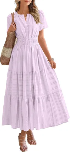 Vista 25 de BTFBM - Vestido largo casual de verano 2026 para mujer, vestido ligero de Gris azulado