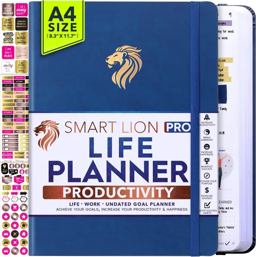 Vista 13 de Life Planner - Agenda diaria, semanal y mensual sin fecha con sección de presupuesto, un viaje de 12 meses para aumentar la productividad
