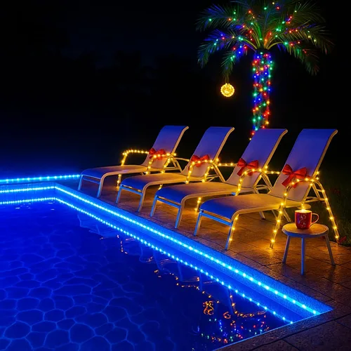 Vista 2 de Tira de luces LED impermeables para exteriores de 66 pies, guirnalda de luces de 200 LEDs con cambio de 16 colores y control remoto para Pascua